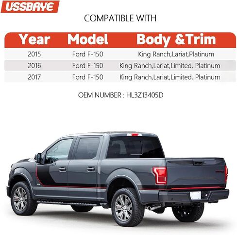 LED LED Tail Lights متوافقة مع 2015 2016 2017 Ford F150 King Ranch/Lariat/Limited/Platinum Wanillight Lamply Assembly LED LED مع بقعة عمياء OE: HL3Z13405D （جانب السائق الأيسر） in Kuwait