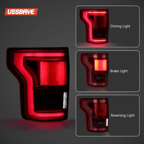 LED LED Tail Lights متوافقة مع 2015 2016 2017 Ford F150 King Ranch/Lariat/Limited/Platinum Wanillight Lamply Assembly LED LED مع بقعة عمياء OE: HL3Z13405D （جانب السائق الأيسر） in Kuwait