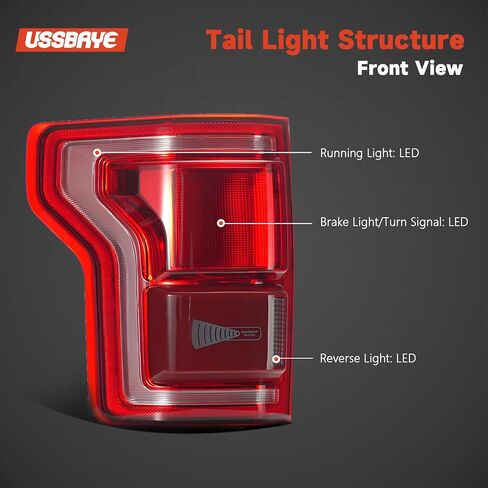 LED LED Tail Lights متوافقة مع 2015 2016 2017 Ford F150 King Ranch/Lariat/Limited/Platinum Wanillight Lamply Assembly LED LED مع بقعة عمياء OE: HL3Z13405D （جانب السائق الأيسر） in Kuwait