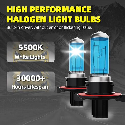 Headlight Bulbs Fit For Ford Expedition 2007-2014, H13 High Low Dual Beam 9145 Fog Lights Combo, Super Bright 5500K White Light High Performance Halogen Light Bulbs, 4PCS in Saudi Arabia
