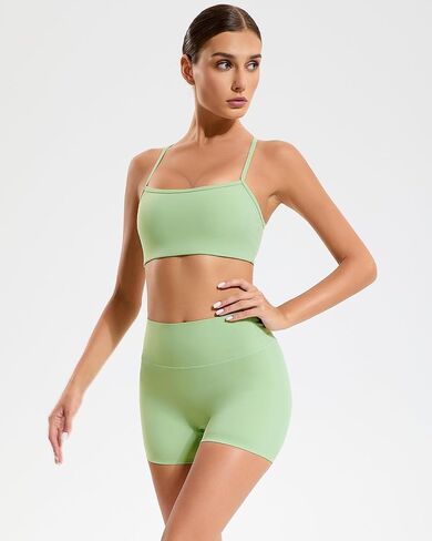 RIOJOY Sports Bras for Women, Lycra Racer Back Gym Sports Bra, Thin Strap Removable Pads Womens Sport Bras in Kuwait