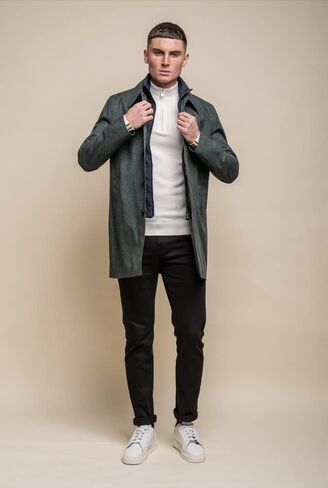 Mens Lightweight Geke Coat Midi Length Coat Jacket with Removable Zipper Classic Smart Business Outwear in Saudi Arabia