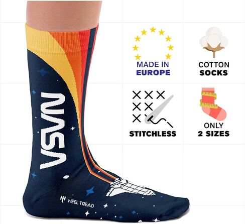 جوارب ناسا - هدايا لعشاق الفضاء ، جوارب القطن - الحجم من 8 إلى 12½ in Kuwait