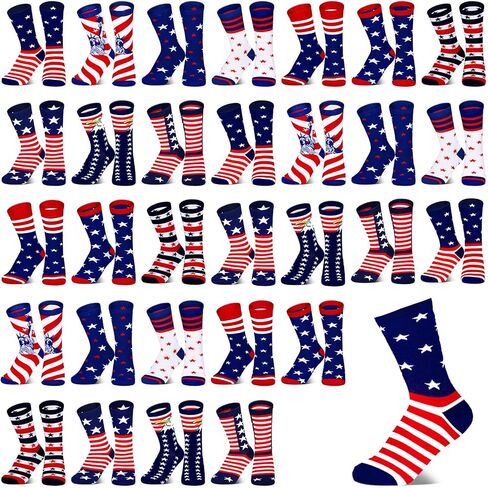 Handepo 30 Pairs American Flag Socks الوطنية في الرابع من يوليو الجوارب الأمريكية in Saudi Arabia