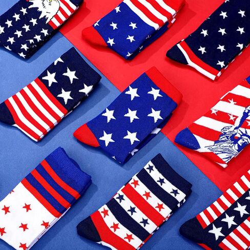Handepo 30 Pairs American Flag Socks الوطنية في الرابع من يوليو الجوارب الأمريكية in Saudi Arabia