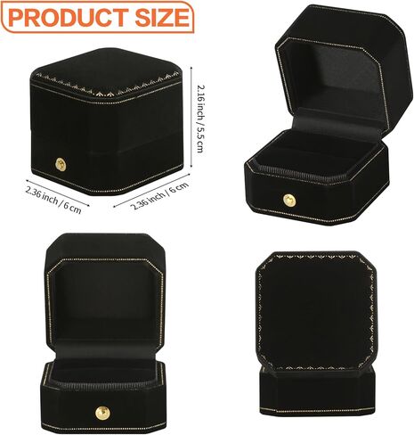 Velvet Wedding Ring Gift Box, Small Jewelry Ring Earring Studs Display Holder Case for Wedding Day Proposal Engagement Anniversary for Women Girl (Black) in Kuwait