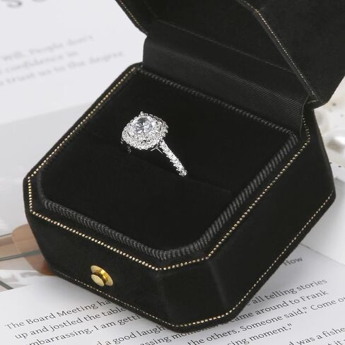 Velvet Wedding Ring Gift Box, Small Jewelry Ring Earring Studs Display Holder Case for Wedding Day Proposal Engagement Anniversary for Women Girl (Black) in Kuwait