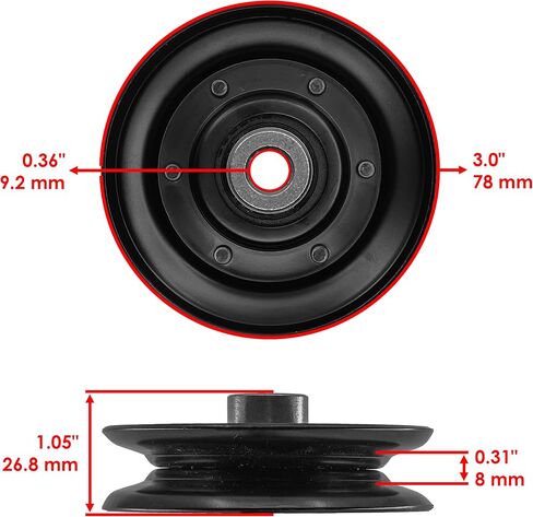 Caltric Deck Belt V-Idler Pulley Compatible with John Deere RX63 RX73 RX75 RX95 SX75 SX95 / AM115682 in Saudi Arabia