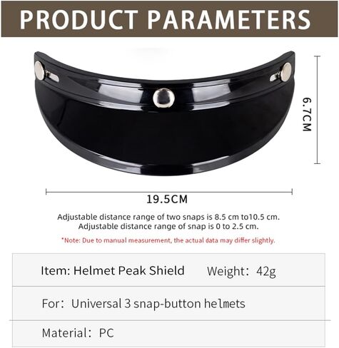 Hxber Helmet Peak Shield ، Helmet Peak Shield 3 Snap-butor Poutor Flip Up Wind Shield Open Face 3/4 Retro Motorcycle Helmet Sun Shown Protector in Kuwait