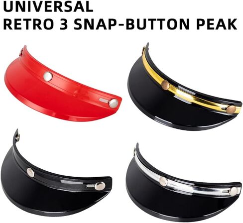 Hxber Helmet Peak Shield ، Helmet Peak Shield 3 Snap-butor Poutor Flip Up Wind Shield Open Face 3/4 Retro Motorcycle Helmet Sun Shown Protector in Kuwait