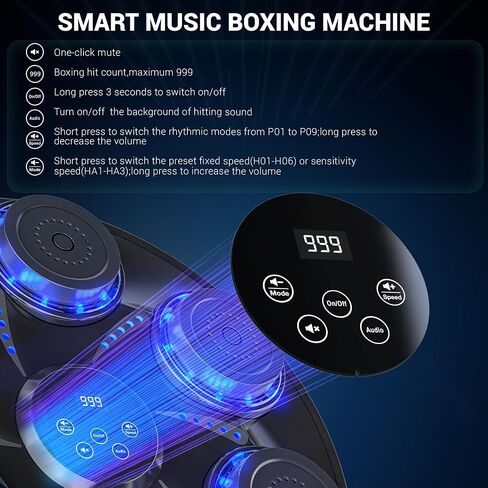 Music Boxing Machine,Wall Mounted Music Boxing Trainer,Smart Bluetooth Workout Punching Equipment for Adults Kids,Perfect for Home,Indoor and Gym,Black in Saudi Arabia