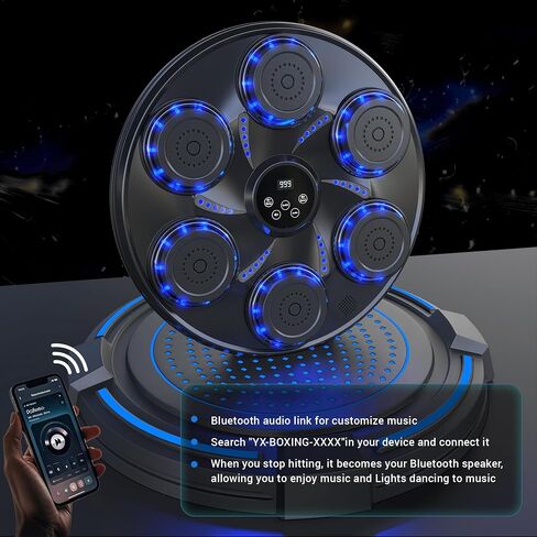 Music Boxing Machine,Wall Mounted Music Boxing Trainer,Smart Bluetooth Workout Punching Equipment for Adults Kids,Perfect for Home,Indoor and Gym,Black in Saudi Arabia