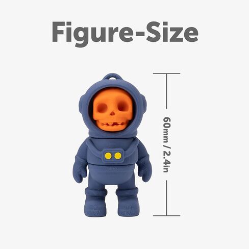 Astro Skelly Collection Flexy Toy Keychain - Colorful Skull & Astronaut Keychain, Movable Figure Design, Flexible Joints, Fun & Unique Gift, Made in Korea - Matte Red in Saudi Arabia
