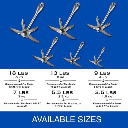MarineNow Galvanized Folding Grapnel Boat Anchor - Choose by Weight in Kuwait