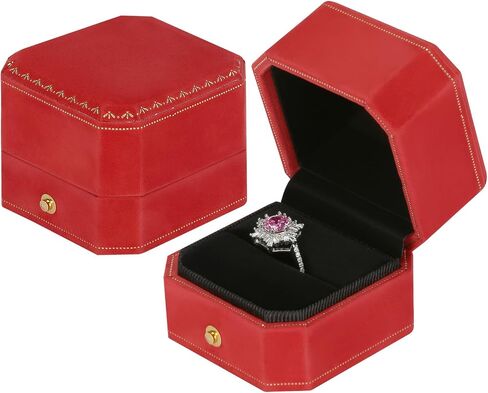Velvet Wedding Ring Gift Box, Small Jewelry Ring Earring Studs Display Holder Case for Wedding Day Proposal Engagement Anniversary for Women Girl (Black) in Kuwait