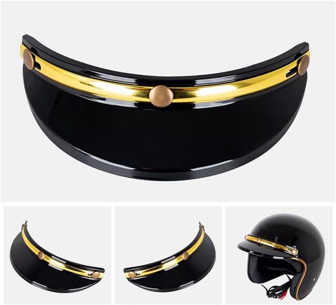 Hxber Helmet Peak Shield ، Helmet Peak Shield 3 Snap-butor Poutor Flip Up Wind Shield Open Face 3/4 Retro Motorcycle Helmet Sun Shown Protector in Kuwait