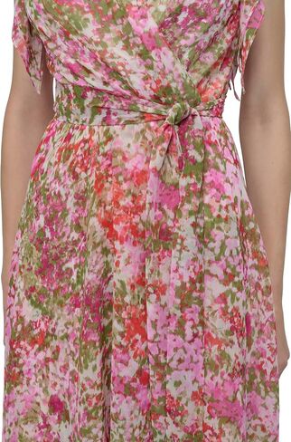 DKNY Women's Short Flutter Sleeve Surplice Neck Removable Belt Faux Wrap Dress in Saudi Arabia