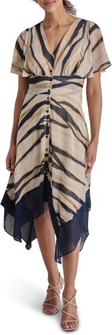 DKNY Women's Short Sleeve V-Neck Fit & Flare Midi Dress in Saudi Arabia