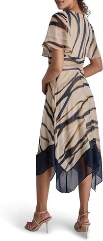 DKNY Women's Short Sleeve V-Neck Fit & Flare Midi Dress in Saudi Arabia