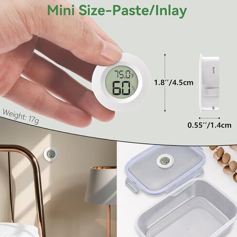 3 عبوات صغيرة من مقياس الرطوبة ومقياس الحرارة، مقياس الرطوبة الرقمي الداخلي والخارجي لدرجة الحرارة، ℉/درجة مئوية، للمنزل، المكتب، الزواحف، السيارة، الدفيئة، المختبر، تررم، القبو.. A01 أبيض in Kuwait