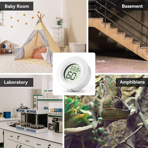 3 عبوات صغيرة من مقياس الرطوبة ومقياس الحرارة، مقياس الرطوبة الرقمي الداخلي والخارجي لدرجة الحرارة، ℉/درجة مئوية، للمنزل، المكتب، الزواحف، السيارة، الدفيئة، المختبر، تررم، القبو.. A01 أبيض in Kuwait