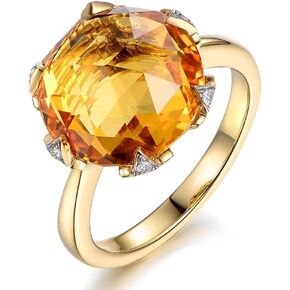 Rare 7.8ct Natural Citrine Ring with South Africa Diamonds of 5 Points Gemstone Solid 14K Yellow Gold Engagement Anniversary Rings for Women in Kuwait