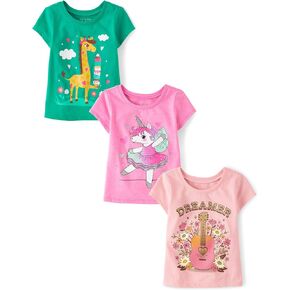 The Children's Place Baby Girls' and Toddler, Mom,Dad,Sibiling Short Sleeve Graphic T-Shirts,Multipacks, Love My Family 3-Pack in Kuwait