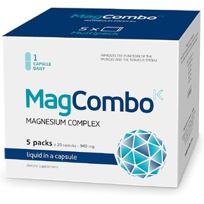 MAGCOMBO - المغنيسيوم النقي المركّز ، صيغة زيت خاصة مع أقصى قدر من الامتصاص للتشنجات في الساق ، عضلات متوترة ، نوم ، مخصب بالفيتامينات в2 ، в6 ، в12 و с ، كبسولة واحدة فقط يوميًا. (حزمة 1) in Saudi Arabia