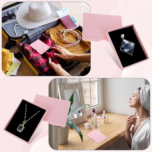 2Pcs Jewelry Gift Boxes, Small Jewelry Box Necklace Organizer Box with Lids for Necklaces Rings Bracelets Earrings Kraft Cardboard Gift Box for Birthday Wedding Party Favors (Pink) in Saudi Arabia