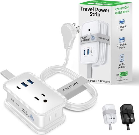 Uncaged Ergonomics Cruise Approved Power Strip Charging Station (Black) in Saudi Arabia