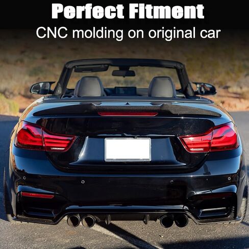 Generic M4 Convertible Carbon Fiber Pattern F33 Trunk Spoiler for 2014-2020 BMW 4 Series 2 Door Convertible & 2015-2020 F83 M4 Rear Trunk High-Kick Tail Spoiler Wing Lip Car Accessories (ABS) in Saudi Arabia