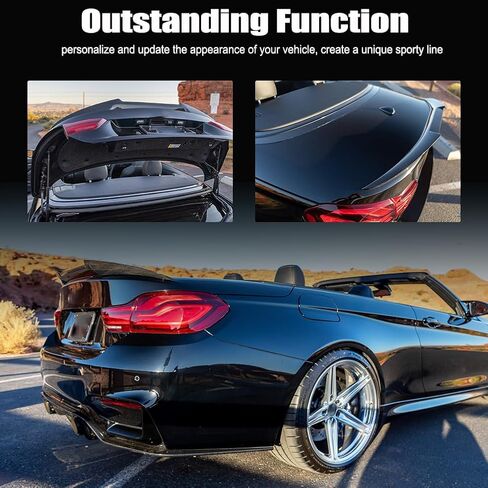 Generic M4 Convertible Carbon Fiber Pattern F33 Trunk Spoiler for 2014-2020 BMW 4 Series 2 Door Convertible & 2015-2020 F83 M4 Rear Trunk High-Kick Tail Spoiler Wing Lip Car Accessories (ABS) in Saudi Arabia