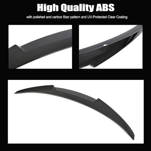 Generic M4 Convertible Carbon Fiber Pattern F33 Trunk Spoiler for 2014-2020 BMW 4 Series 2 Door Convertible & 2015-2020 F83 M4 Rear Trunk High-Kick Tail Spoiler Wing Lip Car Accessories (ABS) in Saudi Arabia