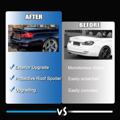Generic M4 Convertible Carbon Fiber Pattern F33 Trunk Spoiler for 2014-2020 BMW 4 Series 2 Door Convertible & 2015-2020 F83 M4 Rear Trunk High-Kick Tail Spoiler Wing Lip Car Accessories (ABS) in Saudi Arabia
