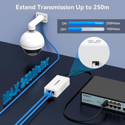 【Upgrade】 SODOLA 4 Port Gigabit PoE Extender, IEEE 802.3 af/at PoE Repeater, 1 PoE in 3 PoE Out, Plug and Play, VLAN,Wall & Din Rail Mount POE Passthrough Switch for Security Systems IP Camera in Saudi Arabia