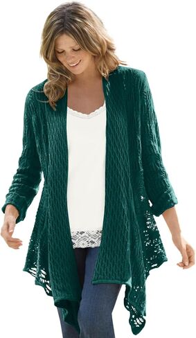Woman Within Plus Size Open Front Pointelle Cardigan in Kuwait
