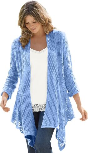 Woman Within Plus Size Open Front Pointelle Cardigan in Saudi Arabia