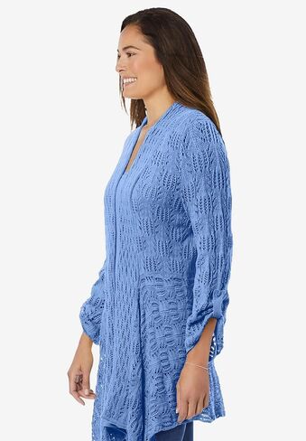 Woman Within Plus Size Open Front Pointelle Cardigan in Saudi Arabia