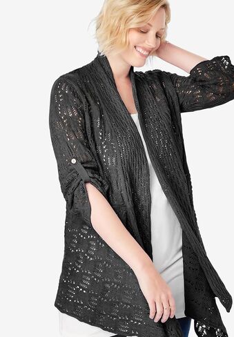 Woman Within Plus Size Open Front Pointelle Cardigan in Saudi Arabia