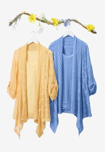 Woman Within Plus Size Open Front Pointelle Cardigan in Kuwait