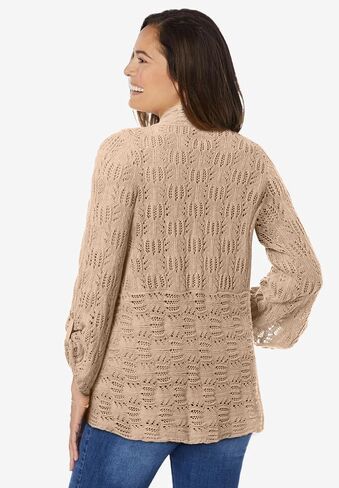 Woman Within Plus Size Open Front Pointelle Cardigan in Kuwait