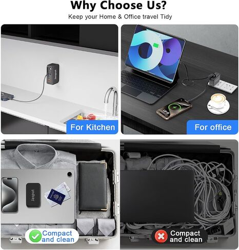 4 in 1 Retractable Wall Charger with Dual Cables, 40W Fast Retractable Charger with QC 18W USB and PD 20W Type C Port, Retractable Phone Charger Wall Plug for iPhone 16/15/14/13, LG, Galaxy, Pixel in Kuwait