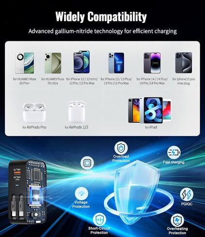 4 in 1 Retractable Wall Charger with Dual Cables, 40W Fast Retractable Charger with QC 18W USB and PD 20W Type C Port, Retractable Phone Charger Wall Plug for iPhone 16/15/14/13, LG, Galaxy, Pixel in Kuwait