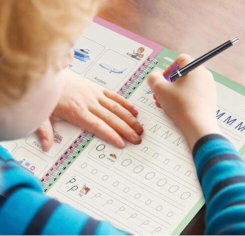 AALGO 30pcs Reusable Grooves Writing Practice Magic Pens,Disappearing Ink Pen for Kids With 3 Pencil Grips,Tracing Book Pen for Kindergarten in Kuwait