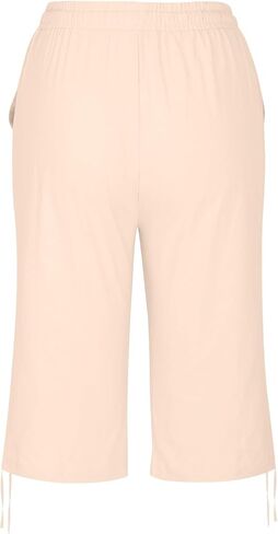 hlysgo Bermuda Shorts for Women High Waisted Drawstring Cotton Linen Casual Shorts Summer Knee Length Shorts with Pockets in Kuwait