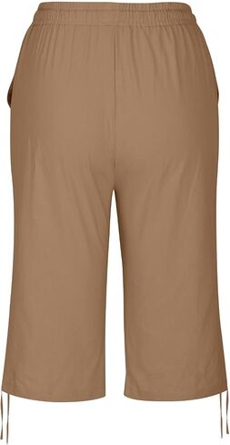 hlysgo Bermuda Shorts for Women High Waisted Drawstring Cotton Linen Casual Shorts Summer Knee Length Shorts with Pockets in Kuwait