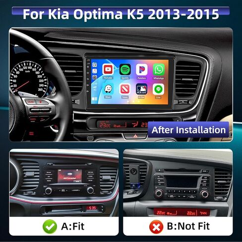 2+64GB Android 13 Car Stereo for Kia Optima K5 2013-2015 with Wireless Carplay Android Auto, 9" Touch Screen Radio Dash Kit GPS Navigation WiFi Bluetooth SWC Mic Backup Camera in Saudi Arabia