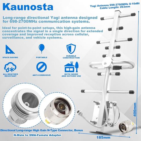 Yagi WiFi Antenna 2.4GHz 25dBi RP-SMA Connector High Gain Yagi Directional Antenna Booster wtih 1.5M Cable Long Range for Network Router/USB Adapter/Reapter/Extension Network PCl Card/Security Camera in Kuwait