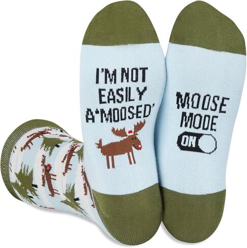 InnoBeta Moose Gifts, Gift For Moose Lovers on National Moose Day, Birthday and Chirstmas, One Size Crew Socks in Saudi Arabia