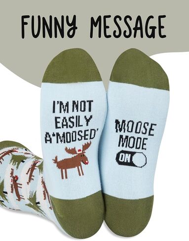 InnoBeta Moose Gifts, Gift For Moose Lovers on National Moose Day, Birthday and Chirstmas, One Size Crew Socks in Saudi Arabia